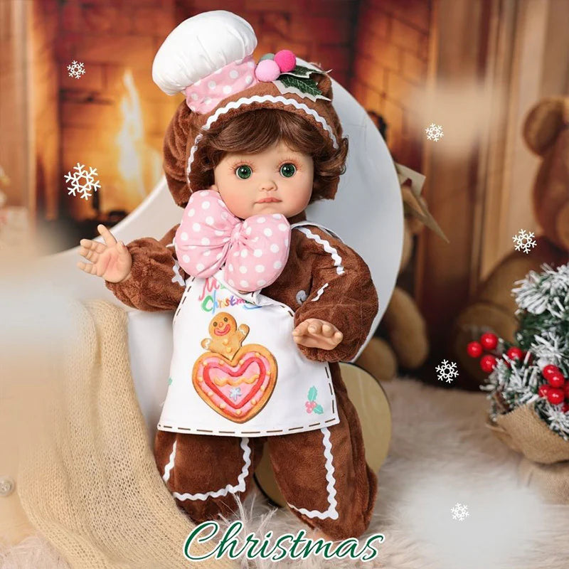 18 Inch/45cm Vinyl Lifelike Reborn Baby Doll in Brown Little Chef Christmas Costume - Reborn Doll Australia