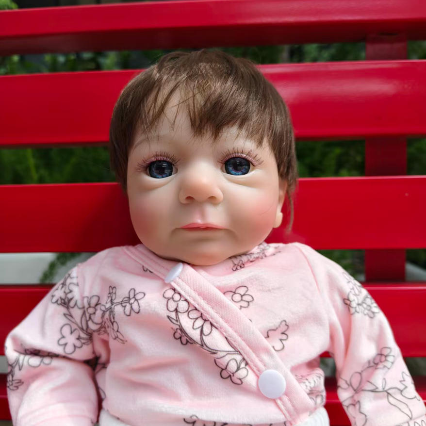 Muñeca realista de 18 pulgadas/45 cm, ya pintada, bebé recién nacido reborn, pintada a mano con tono de piel 3D de alta calidad Genesis
