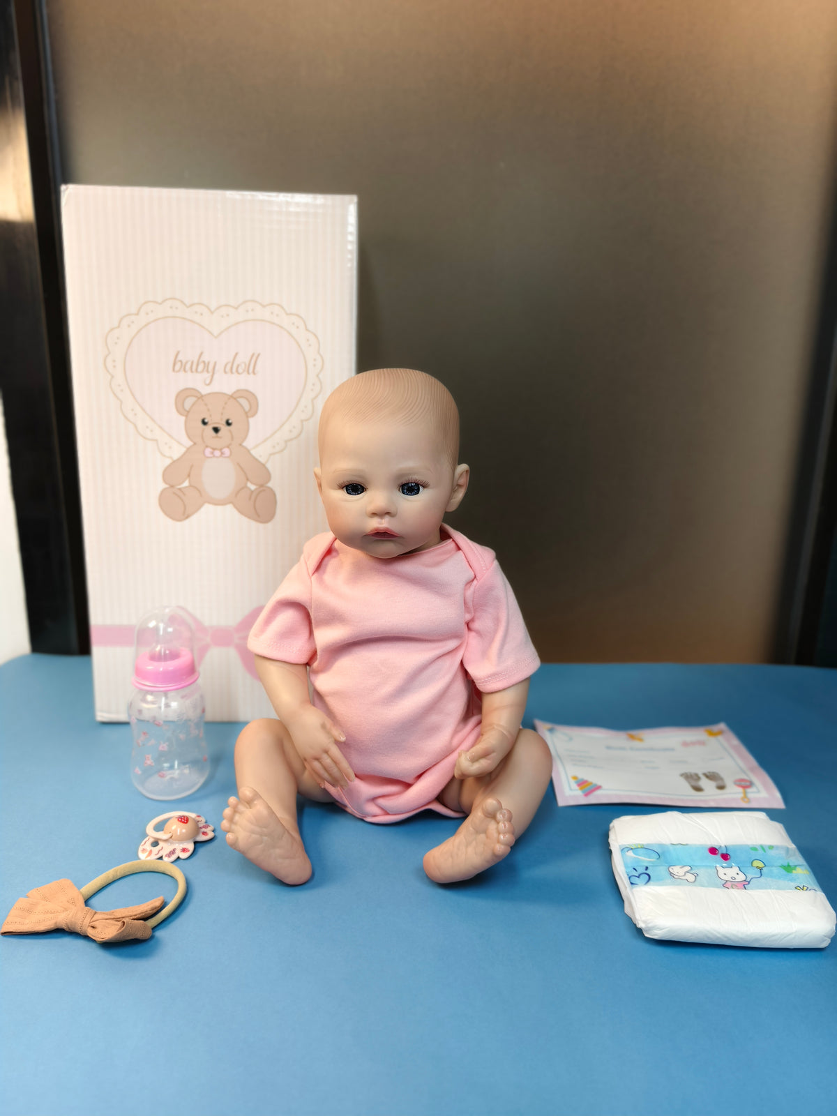 Bebé reborn niña de cuerpo completo de vinilo de 18 pulgadas/45 cm: muñeca anatómicamente correcta e impermeable de 49 cm con cabello pintado a mano