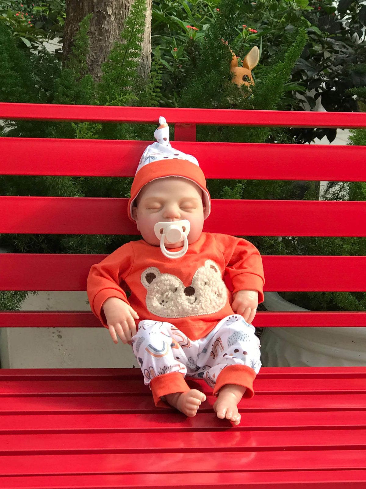 Muñeca bebé reborn de 18 pulgadas con conjunto rojo