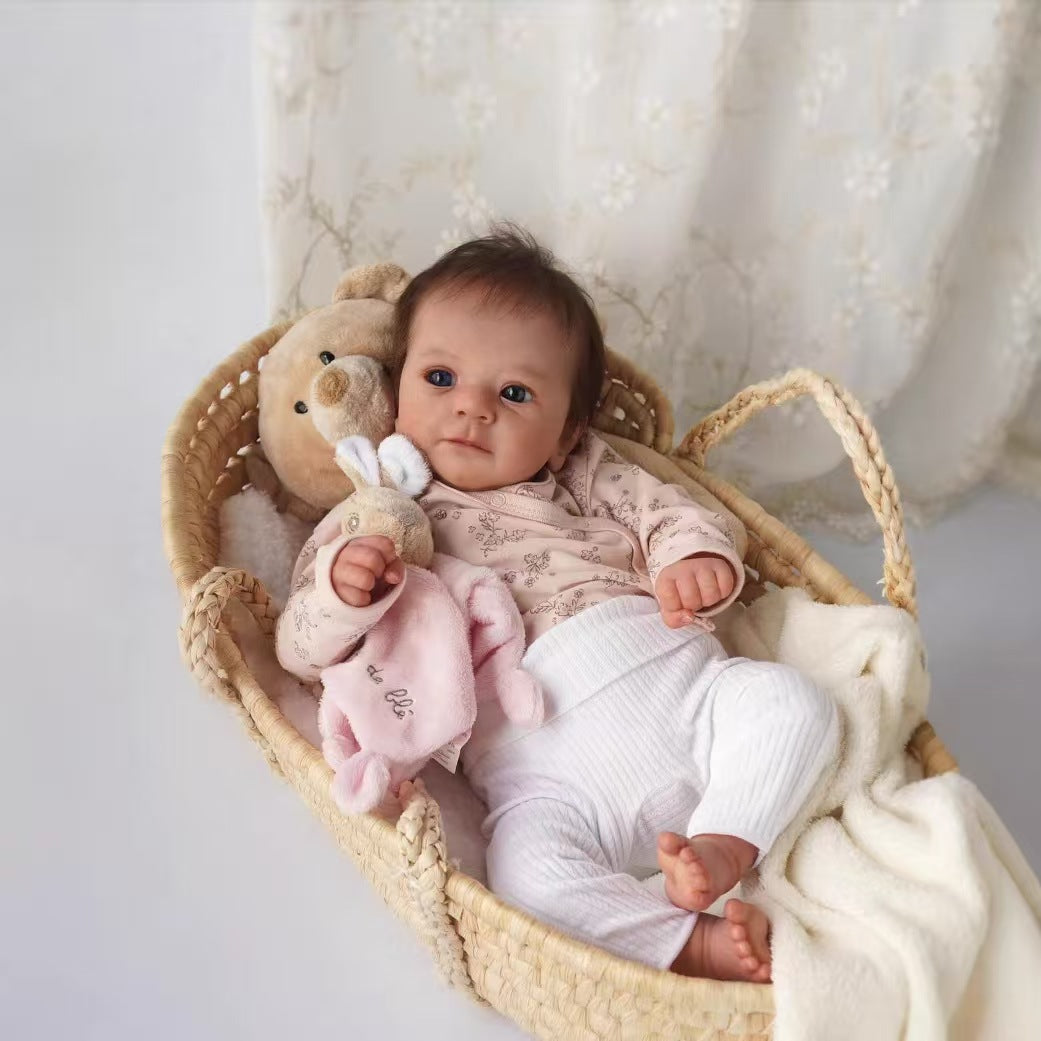 Muñeca realista de 18 pulgadas/45 cm, ya pintada, bebé recién nacido reborn, pintada a mano con tono de piel 3D de alta calidad Genesis