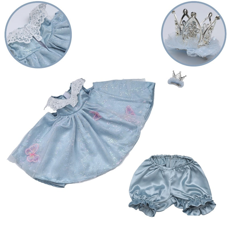 22-Inch/55cm Reborn Doll Clothes | Glitter Tulle Baby Blue Party Dress Outfit - Reborn Doll Australia