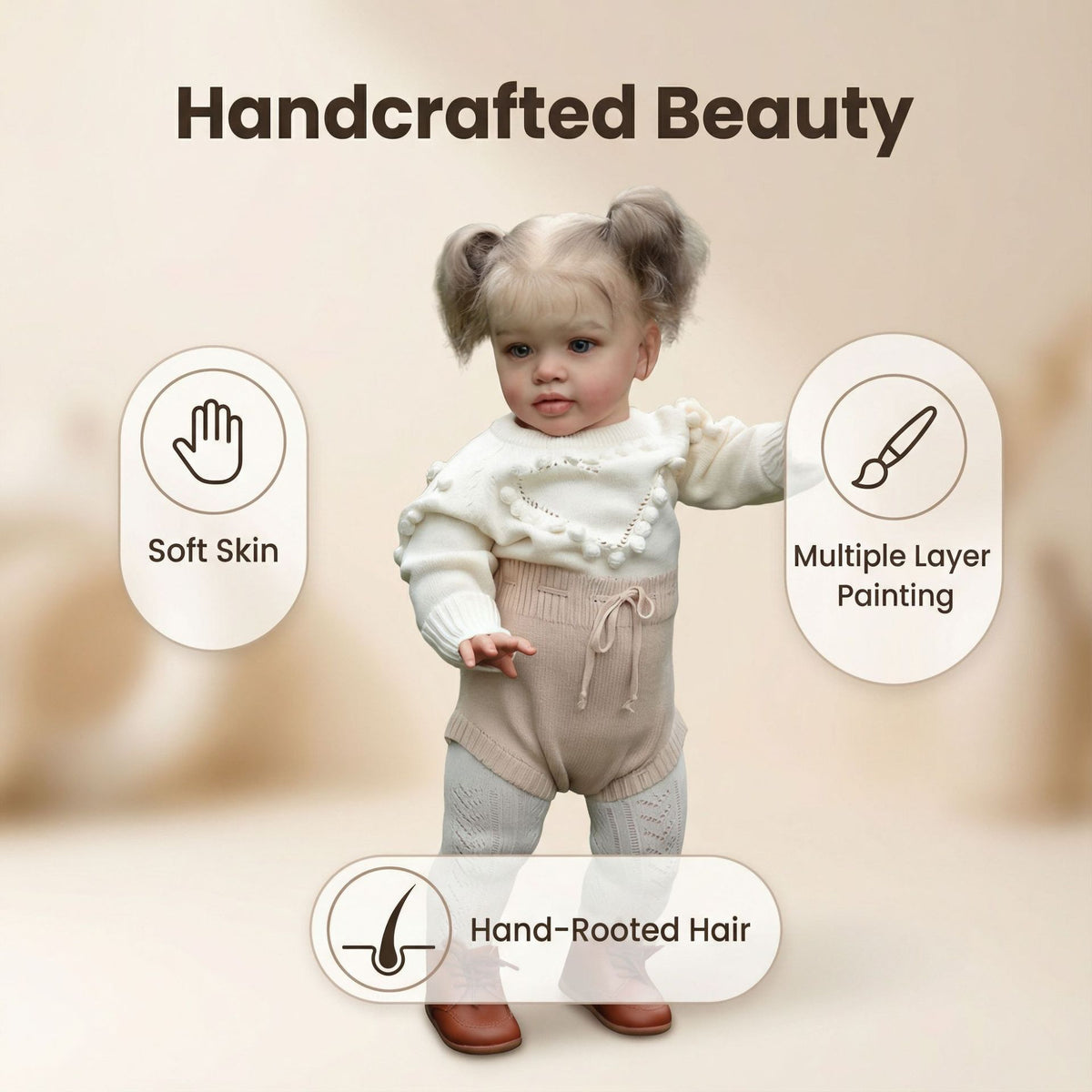 Muñeca Reborn de 26 pulgadas, muñeca Reborn grande con cabello rubio, cuerpo de tela suave y pesado, aspecto realista para niños