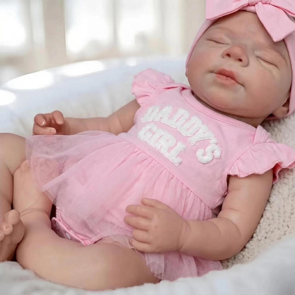 Muñeca bebé niña de silicona de platino macizo de 18 pulgadas, modelo Pascale, con boca abierta y chupete incluido