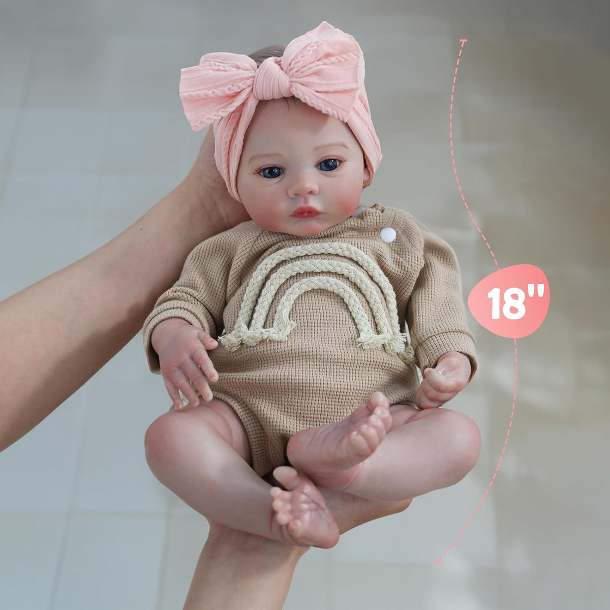 Muñeca bebé Reborn realista de 18 pulgadas: niña con cuerpo suave y pesado, set de regalo de recién nacido realista para niños de más de 3 años