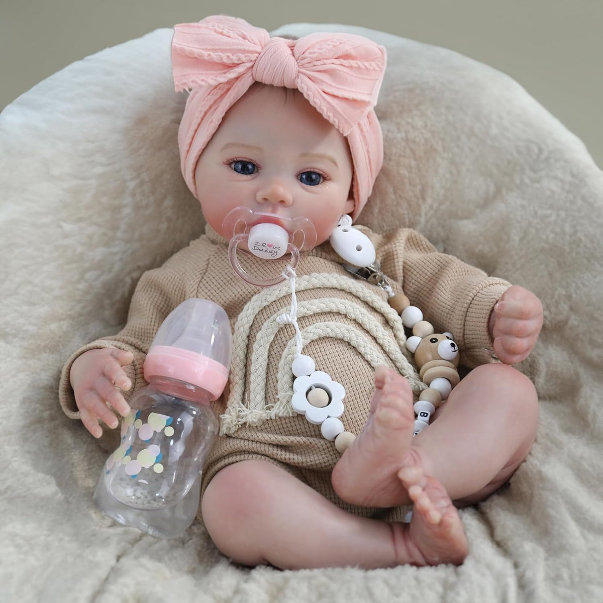 Muñeca bebé Reborn realista de 18 pulgadas: niña con cuerpo suave y pesado, set de regalo de recién nacido realista para niños de más de 3 años