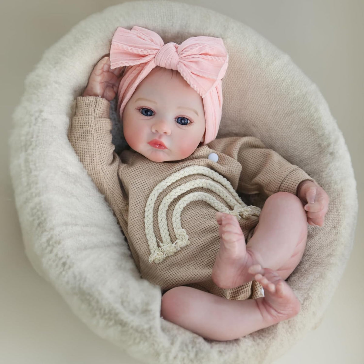 Muñeca bebé Reborn realista de 18 pulgadas: niña con cuerpo suave y pesado, set de regalo de recién nacido realista para niños de más de 3 años