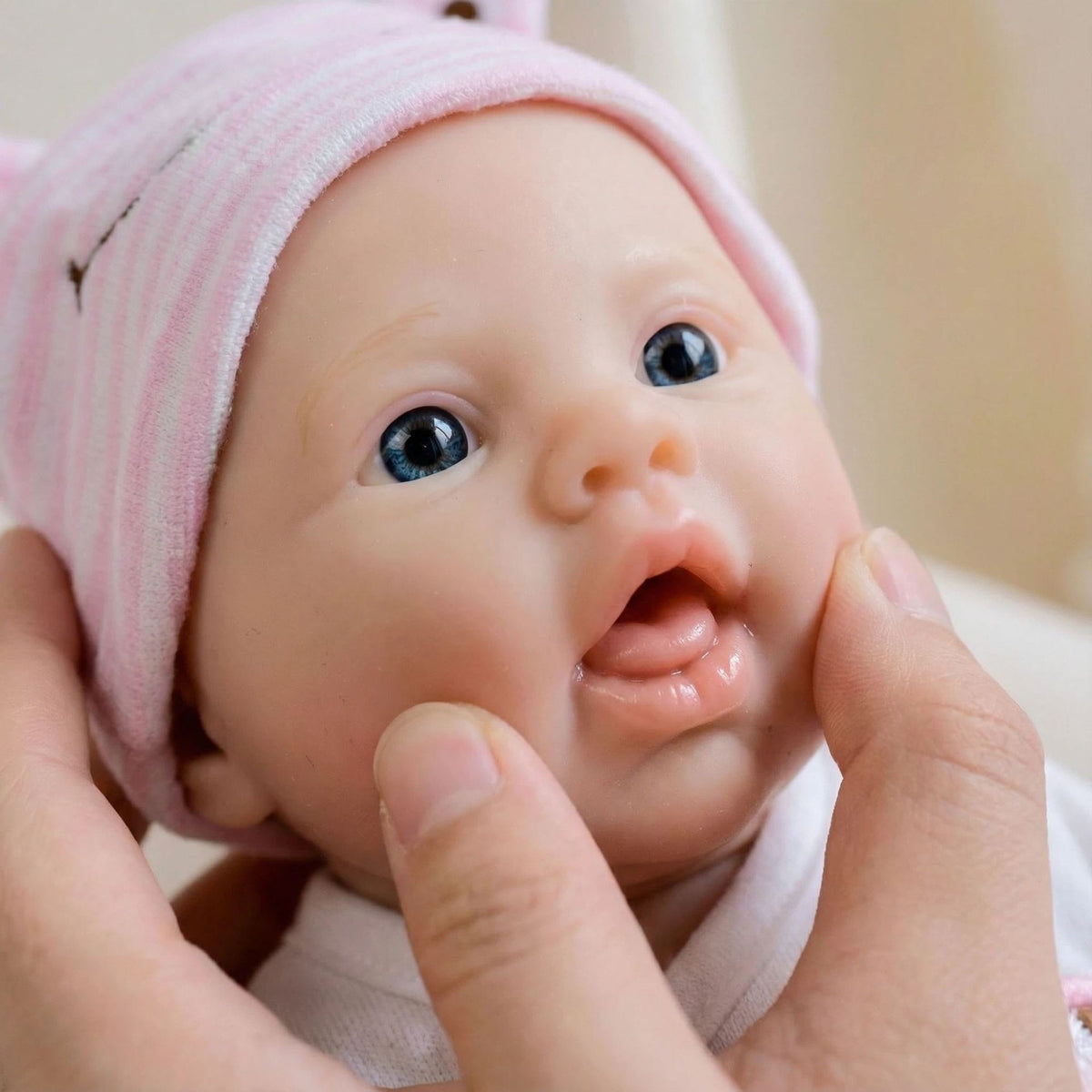 Muñeca reborn de silicona sólida de 12 pulgadas con gorro de rana rosa para regalo de Navidad infantil