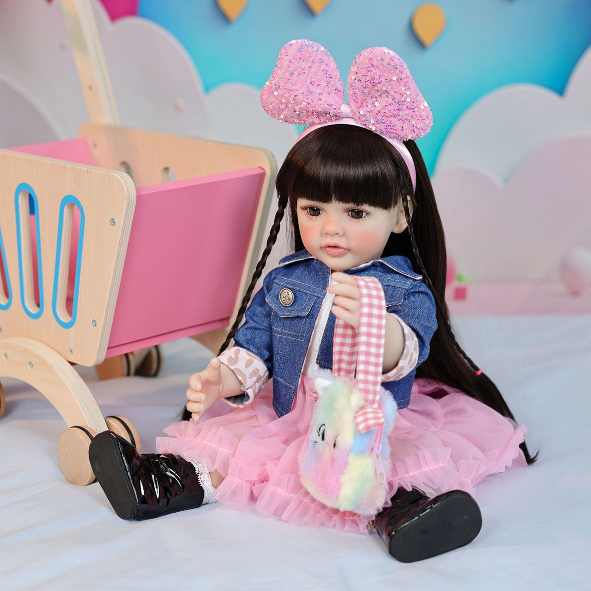 Muñecas reborn de 22 pulgadas, de cuerpo completo de vinilo, tipo toddler de pie, como regalo o adorno