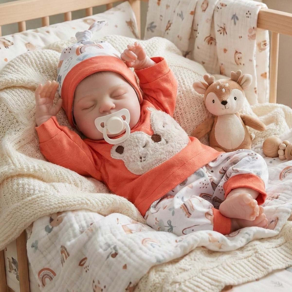 Muñeca bebé reborn de 18 pulgadas con conjunto rojo