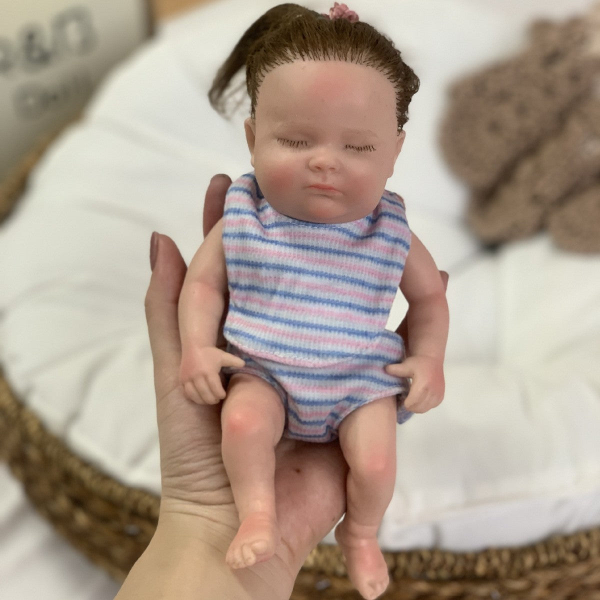 Mini muñeca Reborn de 8 pulgadas de cuerpo completo de silicona sólida con tacto ultra real, lavable, para regalo de niños y exhibición