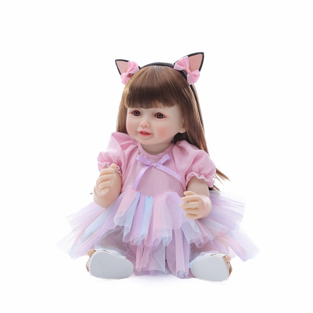 Muñeca bebé de simulación de 22 pulgadas, de plástico completo, que ríe y llora, con diálogo, estilo Reborn, para niña