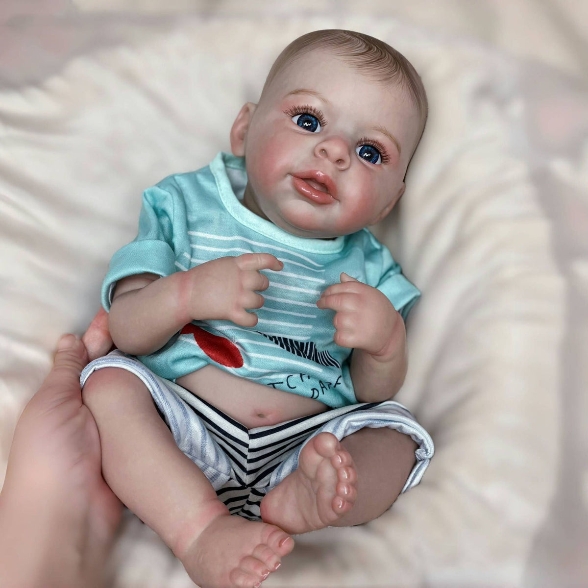 Muñeca reborn de simulación de alta gama, hecha a mano, de 18 pulgadas, con exquisita piel pintada en 3D