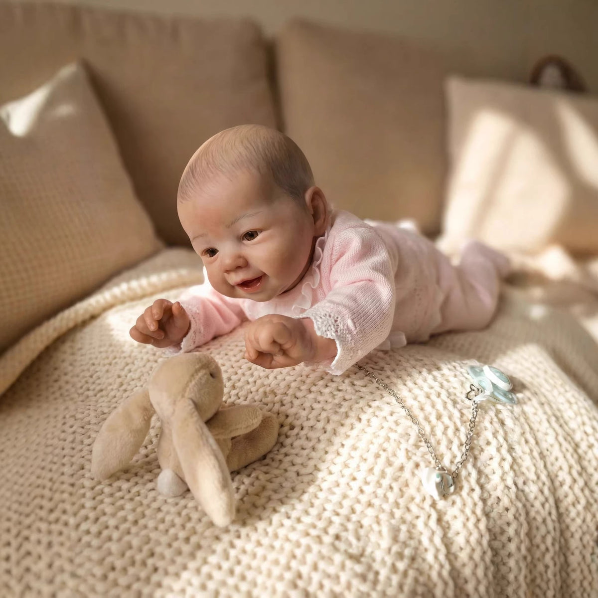 Muñeca bebé recién nacida Reborn de tela de 19 pulgadas