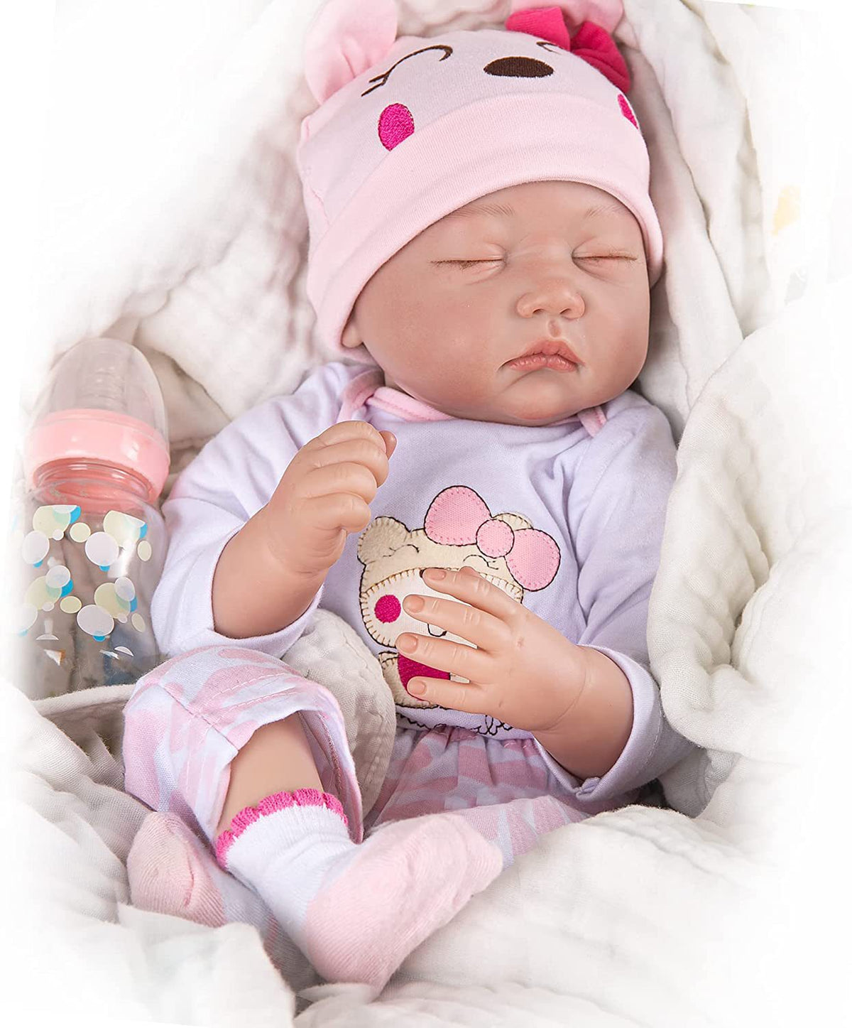 Muñeca Reborn durmiente de 22 pulgadas con cuerpo de tela, con diferentes estilos, juguete de regalo para festivales y obsequio de colección para niñas