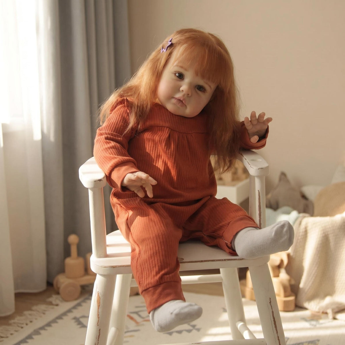 Muñeca Reborn realista de 24 pulgadas con cuerpo de tela, cabello rizado rubio, regalo ideal para cumpleaños, Acción de Gracias o Navidad