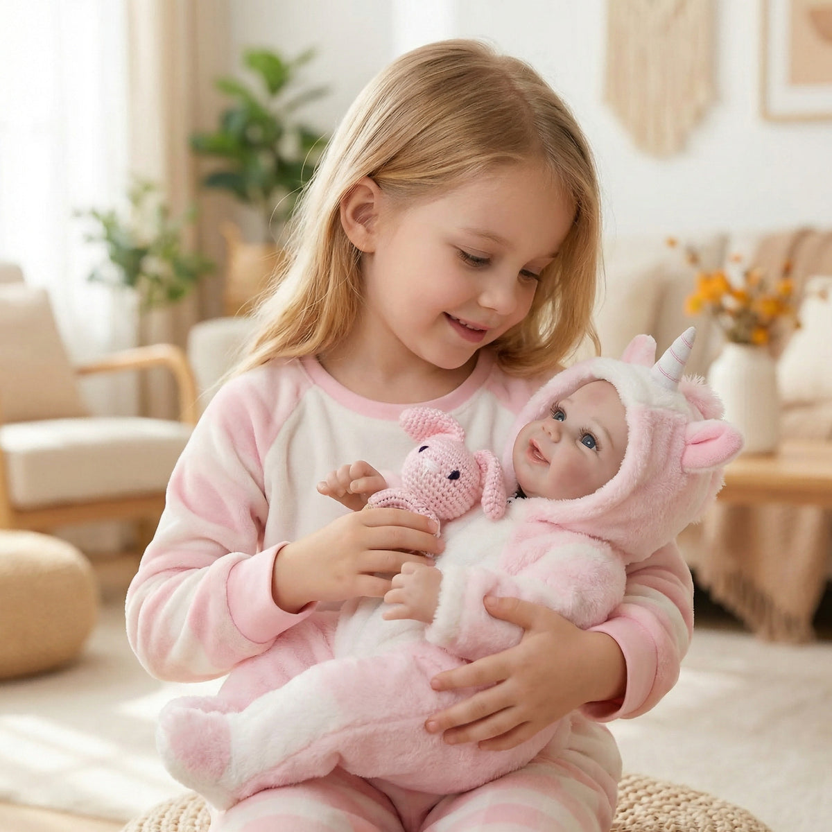 Muñeca reborn Vivienne de vinilo completo, 19 pulgadas, unicornio rosa