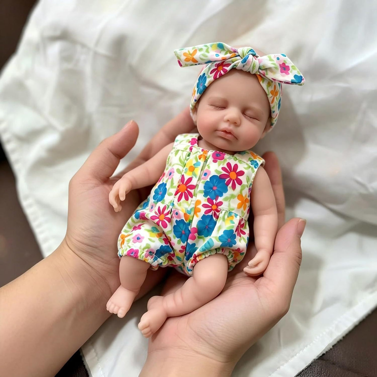 Muñeca Reborn de silicona completa de 8 pulgadas, incluye pelele floral y chupete, mini muñeca de compañía para regalo de cumpleaños y días festivos