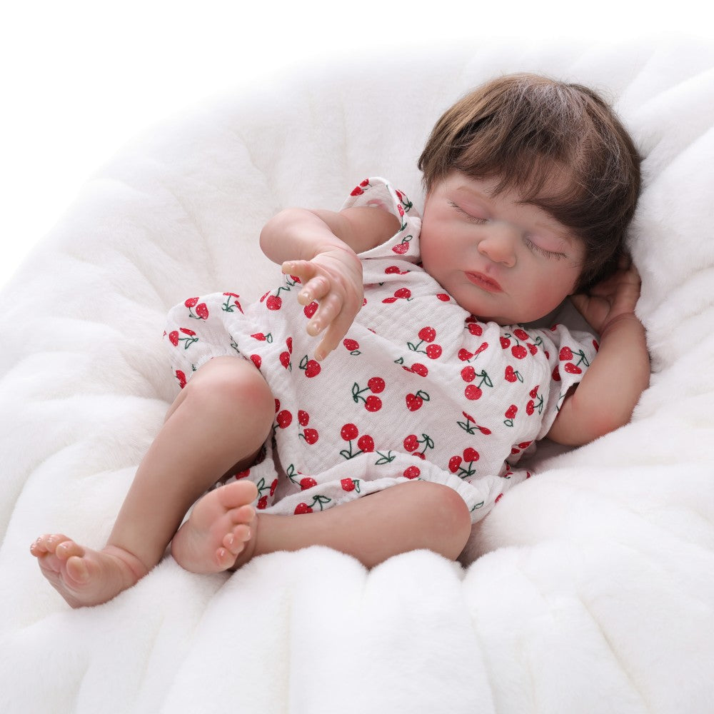 Muñeca de renacimiento de 50 cm, niña con trasplante de cabello, cuerpo de tela, muñeca de bebé de simulación, juego de vestir, compañera de juegos en casa