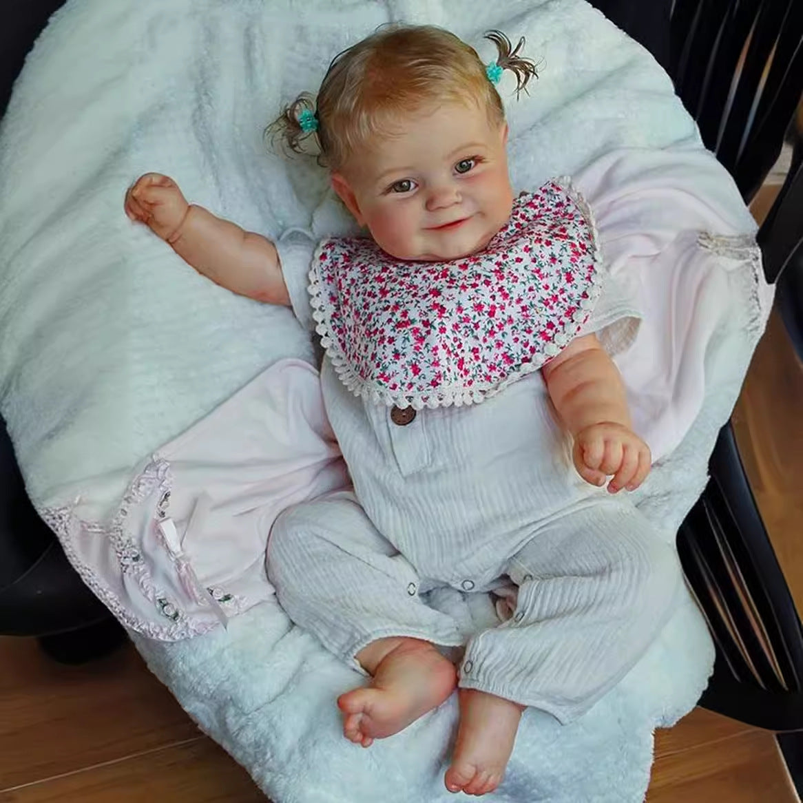 Muñeca Reborn de 24 pulgadas con cuerpo de tela, realista con venas visibles, muñeca real para regalo