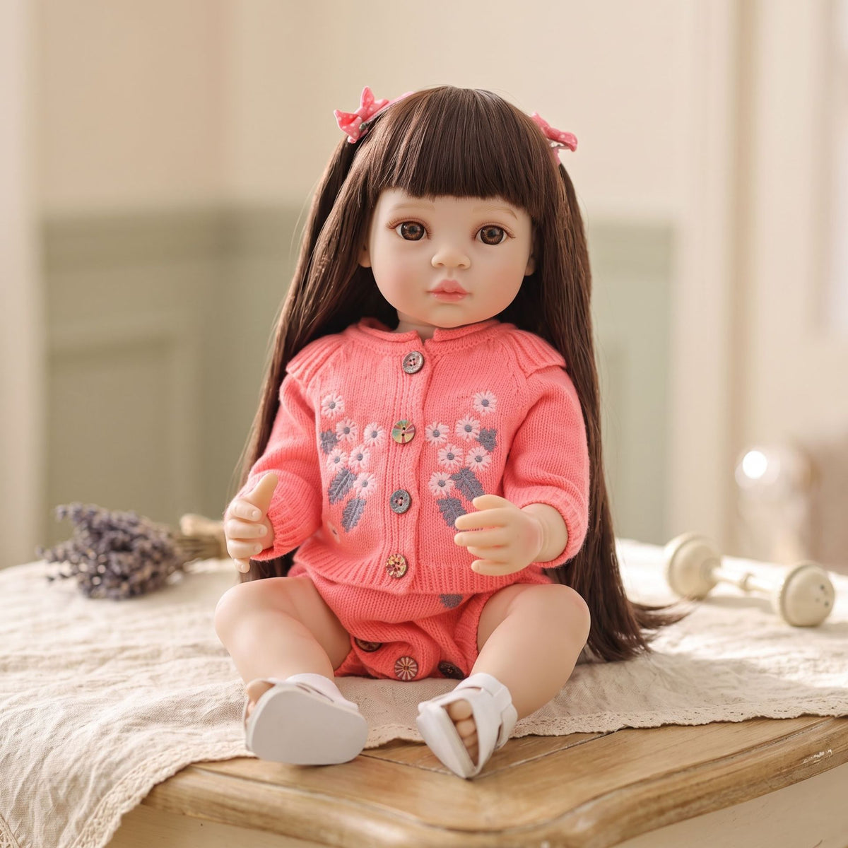 Muñeca reborn de 22 pulgadas con cuerpo completo de vinilo, muñeca de bebé simulada para regalo de niña
