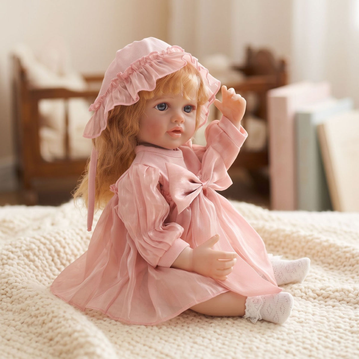 Muñeca Reborn de 22 pulgadas, cuerpo completo de vinilo ultrarrealista, extremidades flexibles y suaves, muñeca de compañía segura para niños