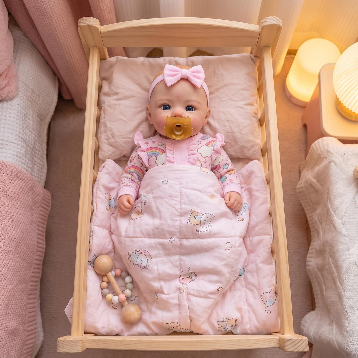 Muñeca de silicona de 16 pulgadas, conjunto vibrante con estampado de unicornio, regalo memorable para cumpleaños y celebraciones festivas