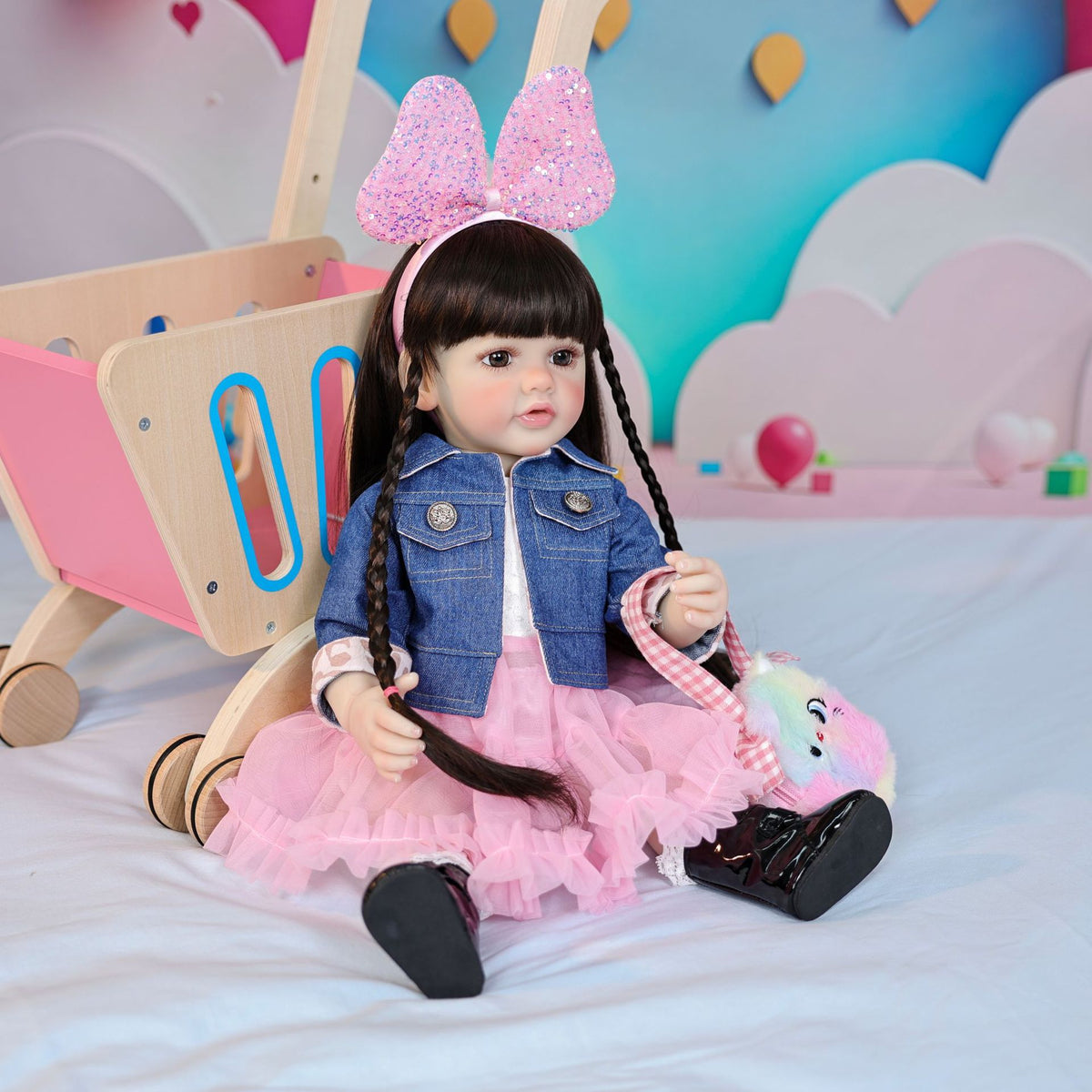 Muñecas reborn de 22 pulgadas, de cuerpo completo de vinilo, tipo toddler de pie, como regalo o adorno
