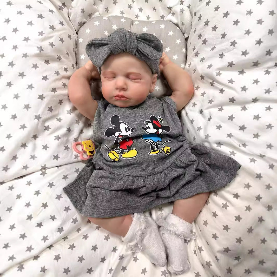Muñeca bebé Reborn realista de 19 pulgadas con cuerpo de tela, piel con venas 3D, muñeca recién nacida hecha a mano, juguete de regalo para niñas pequeñas y coleccionistas