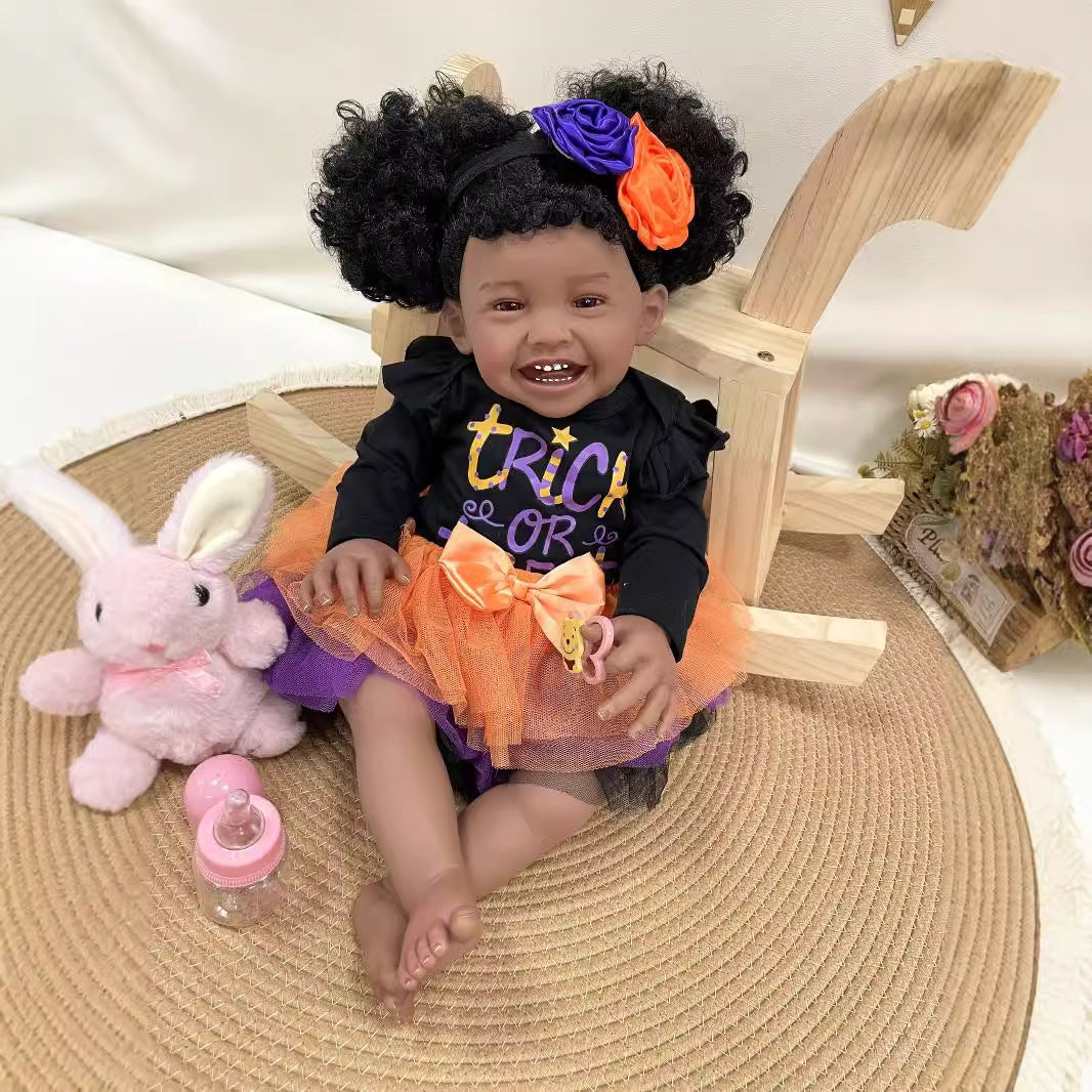 Muñeca Reborn hecha a mano de 23 pulgadas, realista, con cuerpo de tela, piel 3D, juguete para recién nacidos, regalo para niñas y coleccionistas de muñecas