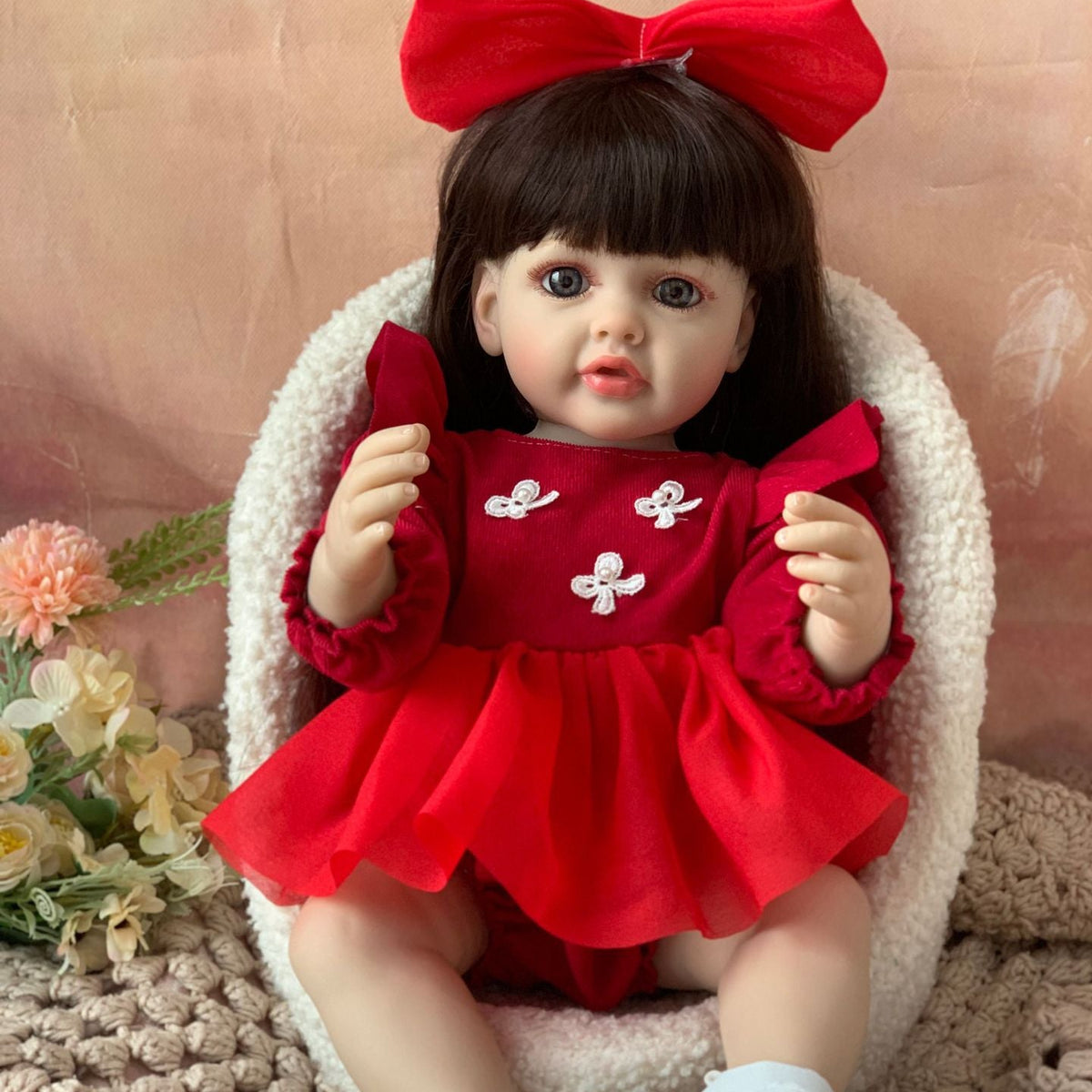 Muñeca Reborn de 22 pulgadas con cuerpo completo de vinilo y sensor de sonido, juguete interactivo para niños y adultos, opción de regalo para cumpleaños y festividades