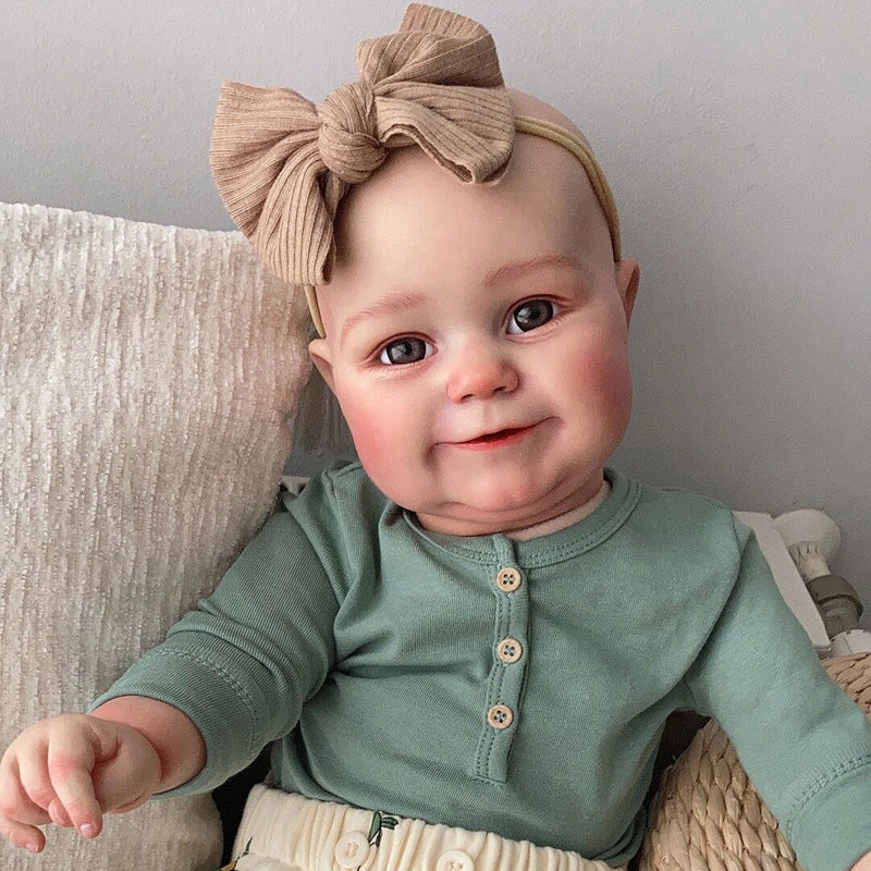 Muñeca Reborn niña de vinilo completo de 20 pulgadas, linda diadema con lazo anudado, recuerdo atemporal para cumpleaños y temporadas de regalos navideños