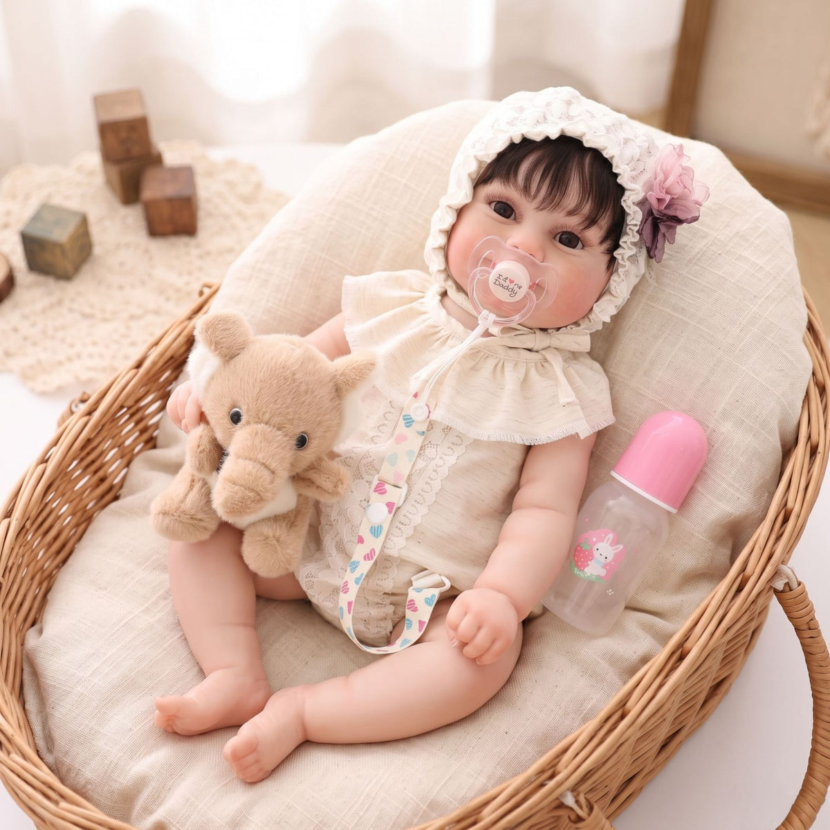 Muñeca Reborn artesanal de 22 pulgadas, piel con venas 3D realistas y cuerpo completo de vinilo, muñeca bebé recién nacida hiperrealista, regalo de cumpleaños para niñas y coleccionistas