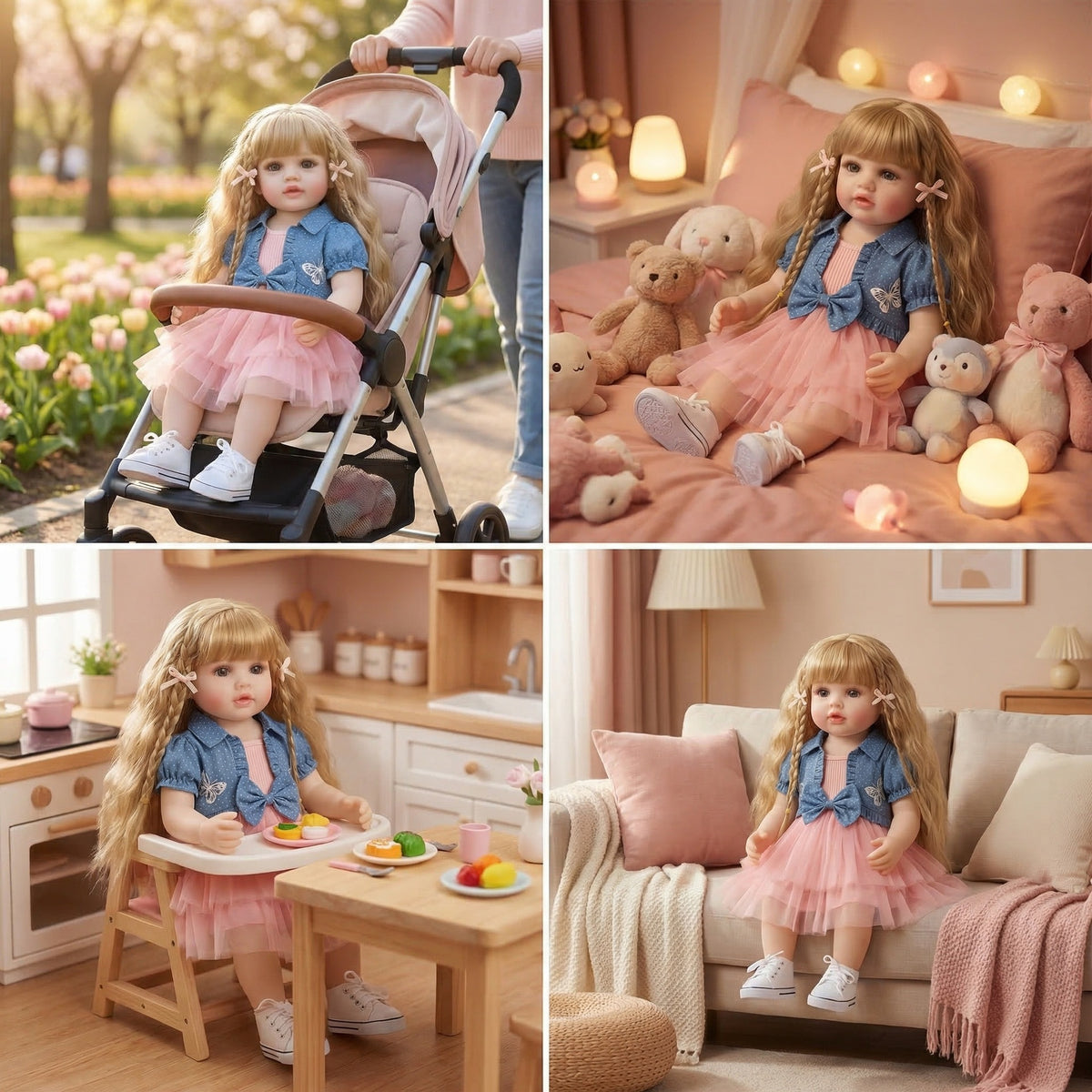 Muñeca Reborn de 55 cm (22 pulgadas), realista, de vinilo suave, bebé niña, Betty, princesa de pelo largo, regalo de Navidad para niños