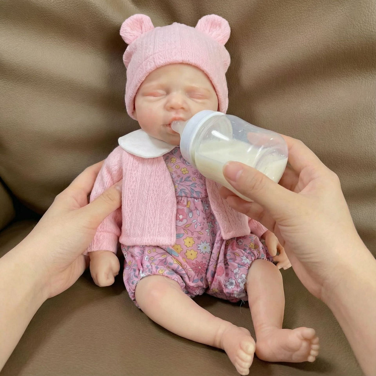 Muñeca Reborn de silicona sólida de 12 pulgadas, juguete de simulación modelo Pascale con cárdigan rosa