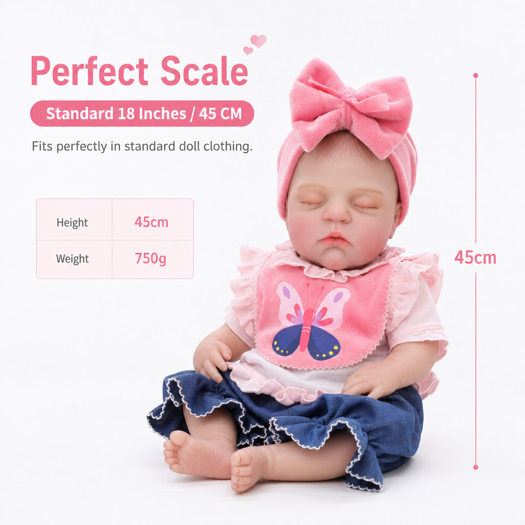 Regalo exclusivo de vacaciones, muñeca Reborn de 18 pulgadas con lazo rosa, cálida sorpresa para fiestas de cumpleaños