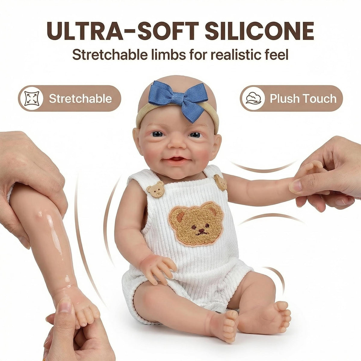 Muñeco reborn de silicona sólida Charlie, oso de peluche amarillo de 12 pulgadas