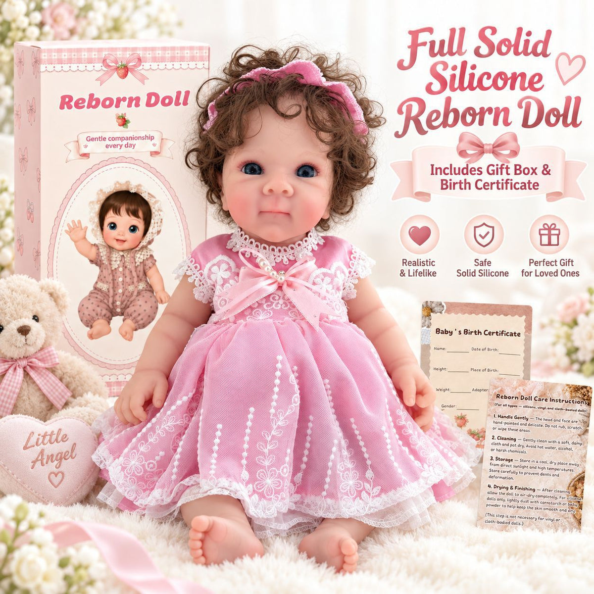 18 inch silicone reborn doll solid silicone girl doll bathable toy gift