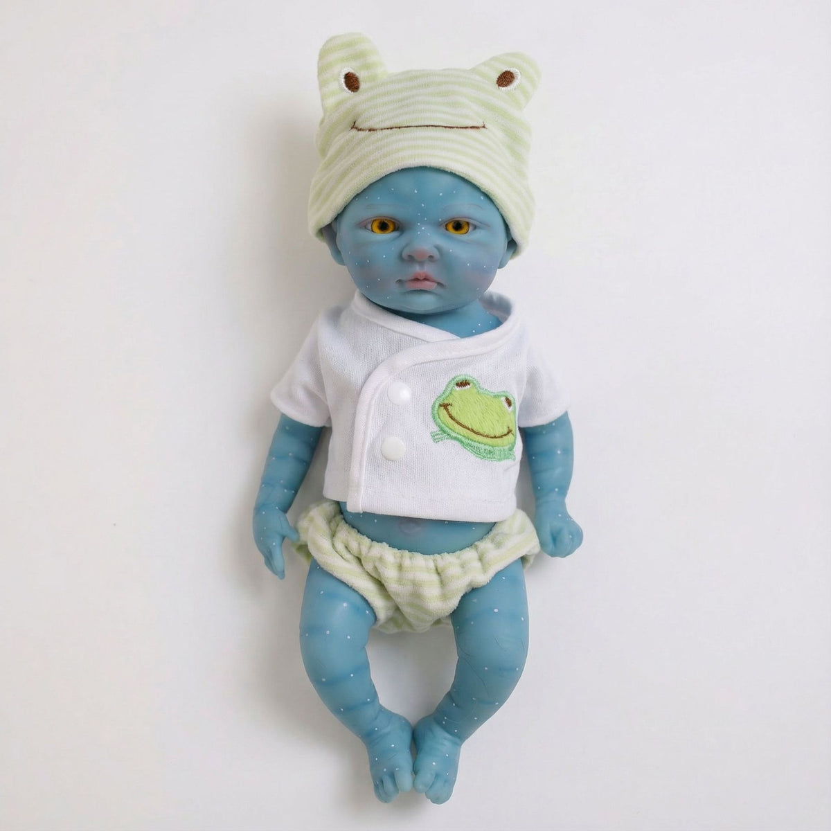Muñeca de silicona sólida de 12 pulgadas con forma de rana a rayas verdes, avatar de hada, para regalo de Navidad de niños