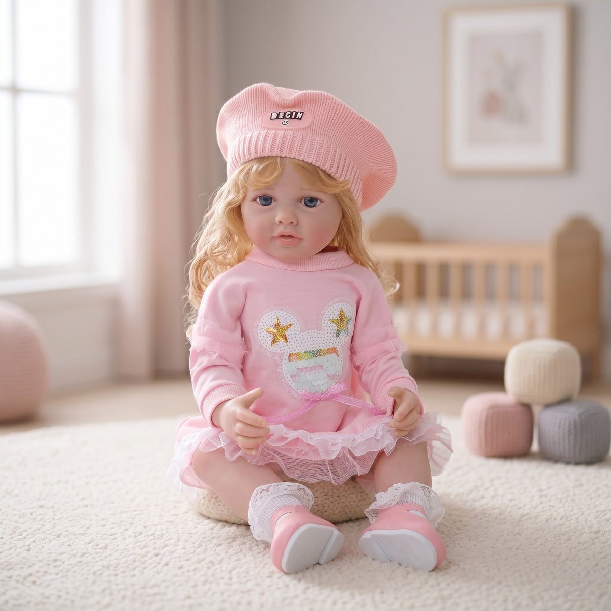 Muñeca Reborn de 22 pulgadas, cuerpo completo de vinilo ultrarrealista, extremidades flexibles y suaves, muñeca de compañía segura para niños