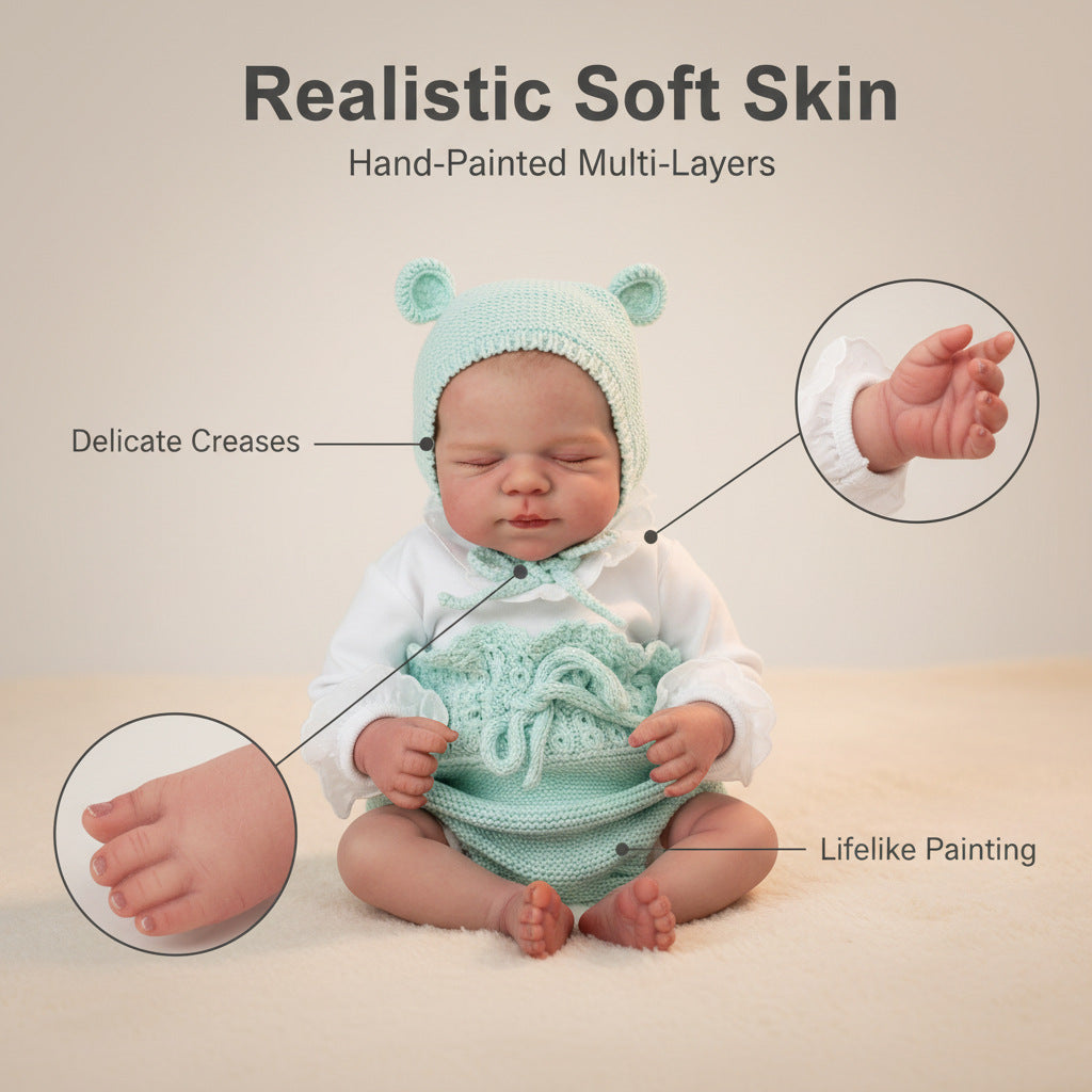 Conjunto de suéter azul claro de 19 pulgadas para muñeca bebé reborn de simulación recién nacido