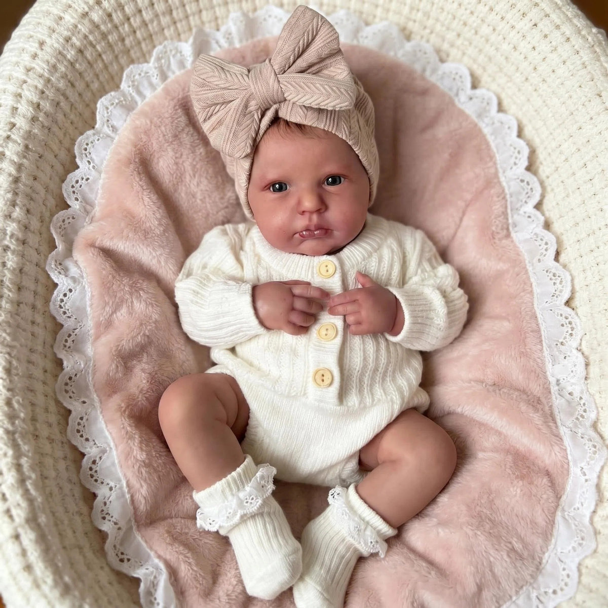 Muñeca Reborn de 19 pulgadas con cuerpo de tela, realista, ideal para regalo de Navidad, juguete compañero de crecimiento para niñas