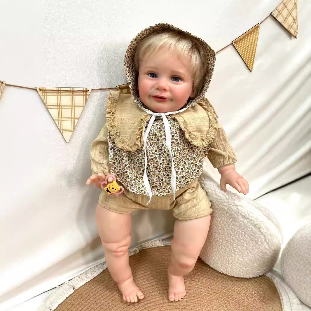 Muñeca Reborn de 26 pulgadas hecha a mano, cuerpo de tela, piel 3D realista, juguete de bebé recién nacido, regalo para niñas y coleccionistas de muñecas