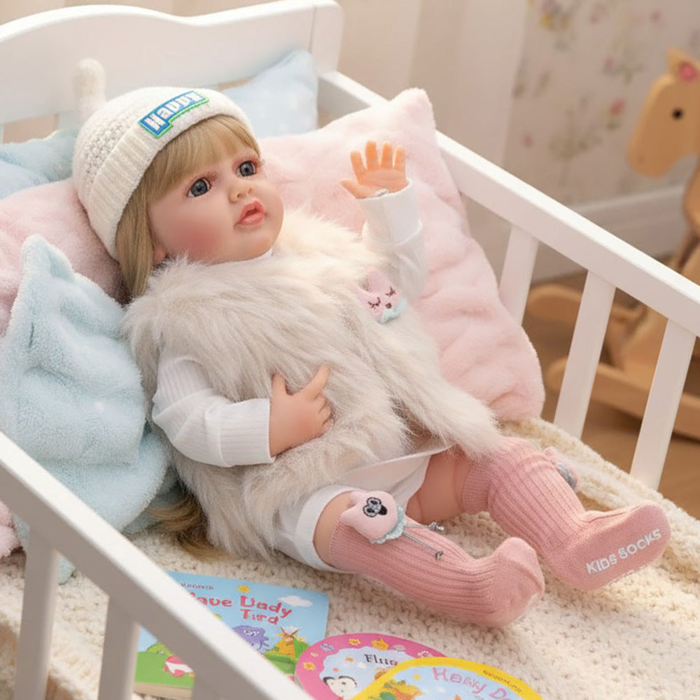 Muñeca bebé de simulación de 22 pulgadas, de cuerpo completo de plástico, que llora, ríe y habla en ruso, inglés y español
