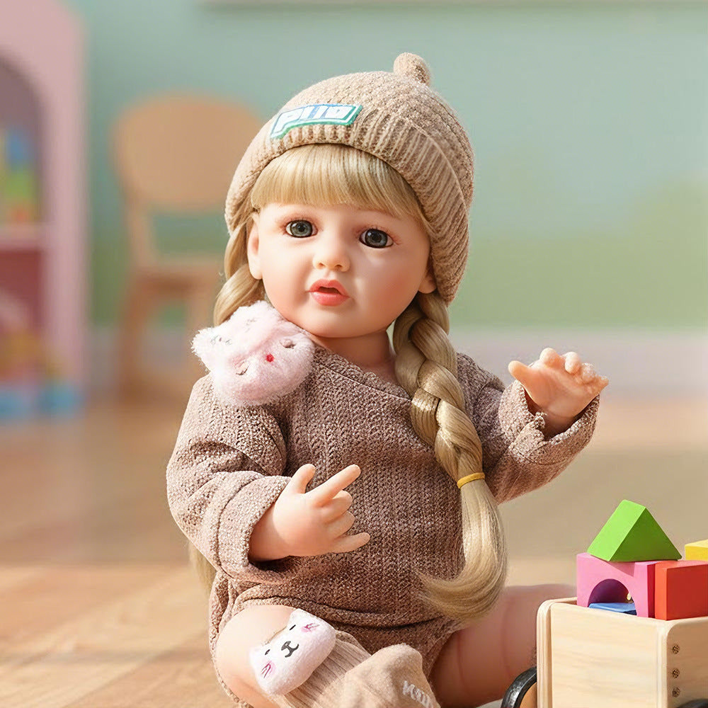 Muñeca bebé de simulación de 22 pulgadas, de cuerpo completo de plástico, que llora, ríe y habla en ruso, inglés y español, muñeca renacida (Reborn) para niña