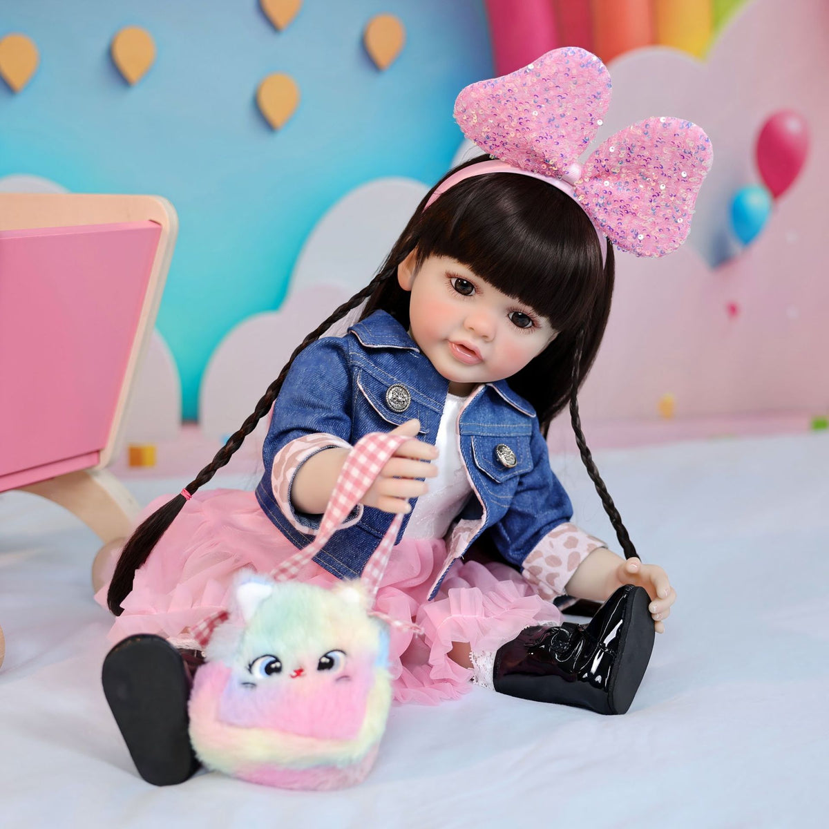 Muñecas reborn de 22 pulgadas, de cuerpo completo de vinilo, tipo toddler de pie, como regalo o adorno