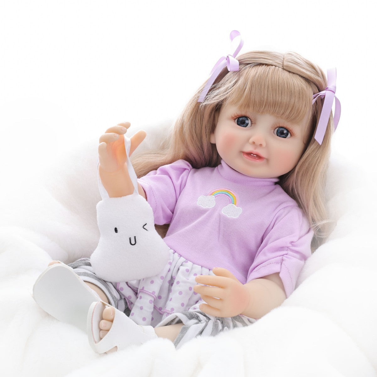 Muñeca bebé de simulación de 22 pulgadas, de plástico completo, modelo Rebirth, con diálogo de llanto y risa, para niña