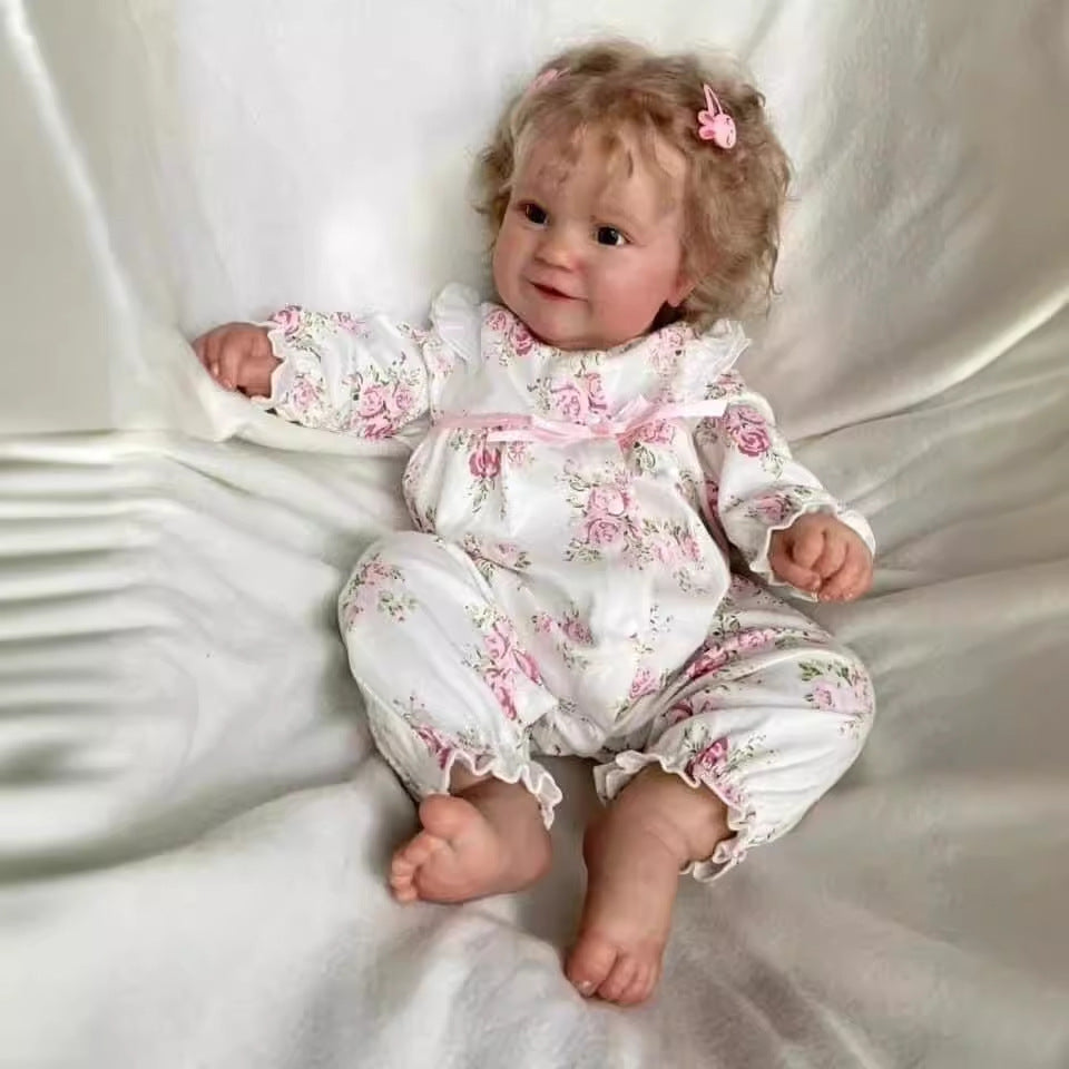 Muñeca Reborn de 20/24 pulgadas, niña linda con cuerpo de tela y cabello rubio injertado, juguete realista para niños y regalo