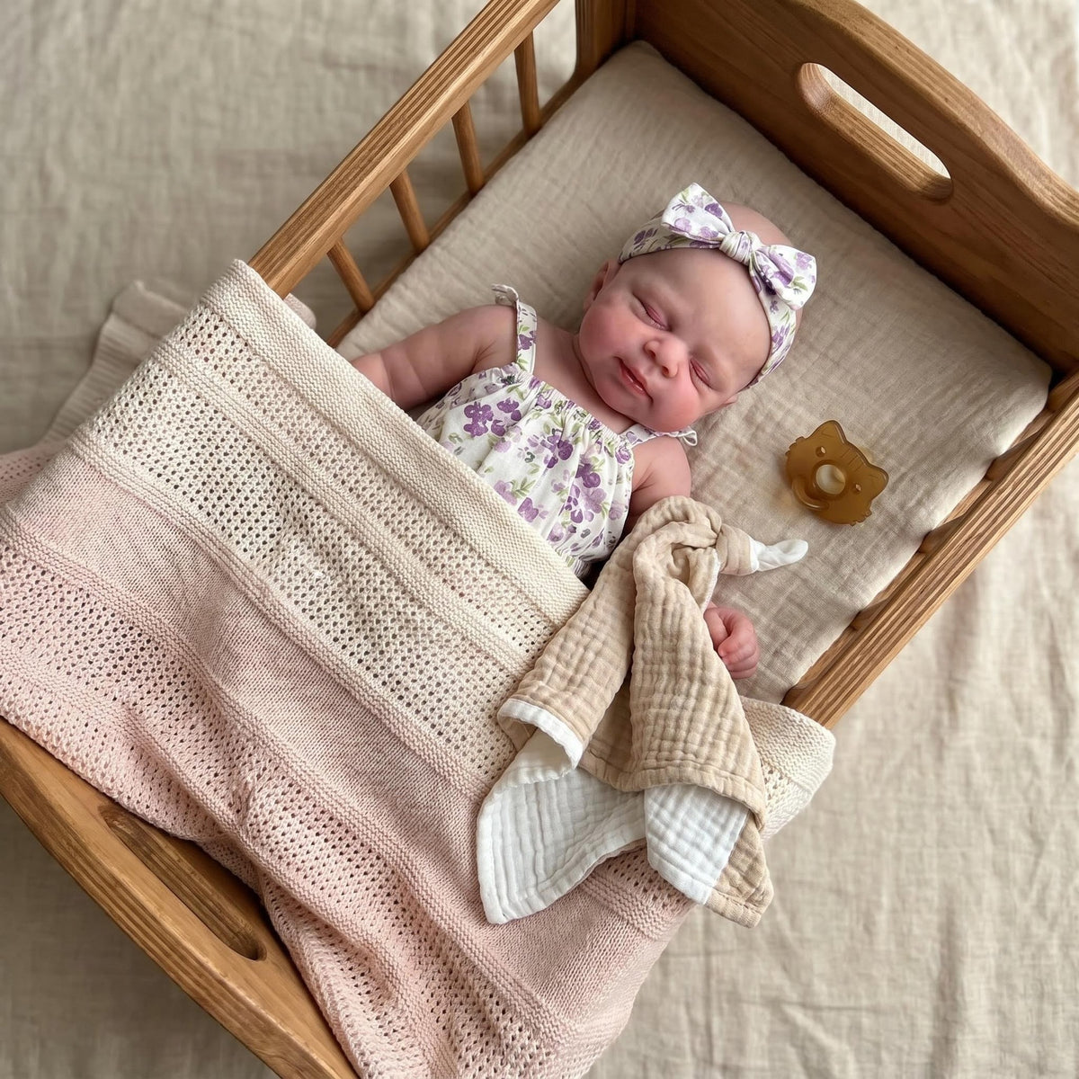 Muñeca bebé Reborn de silicona de 12 pulgadas, cuerpo completo, con conjunto floral morado, juguete de compañía para regalo de cumpleaños y festividades