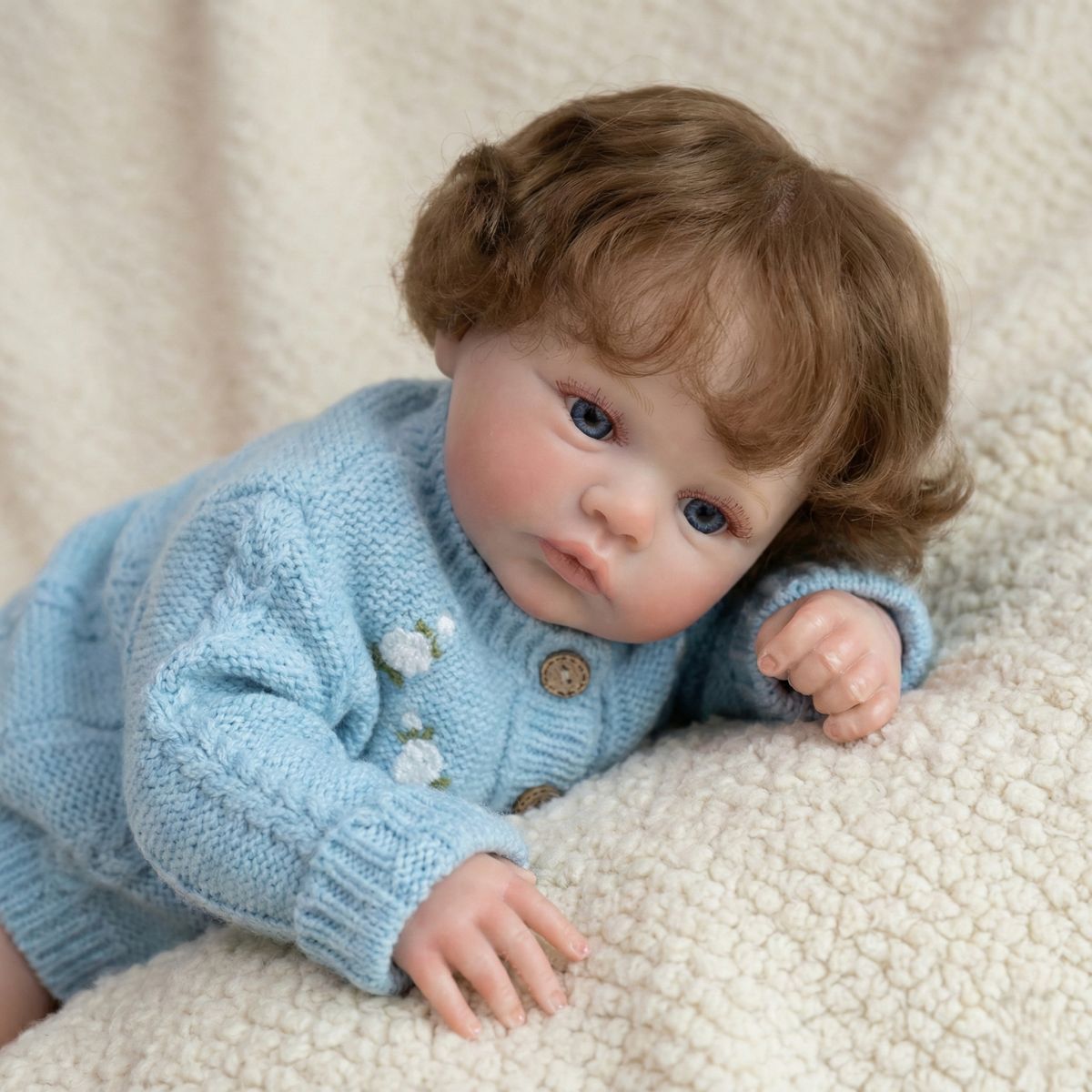 Muñeca bebé de simulación Reborn de 45 cm con trasplante de cabello